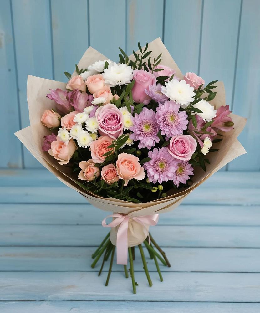 Букет цветов из: Хризантемы, Розы и Альстромерии в Феодосии