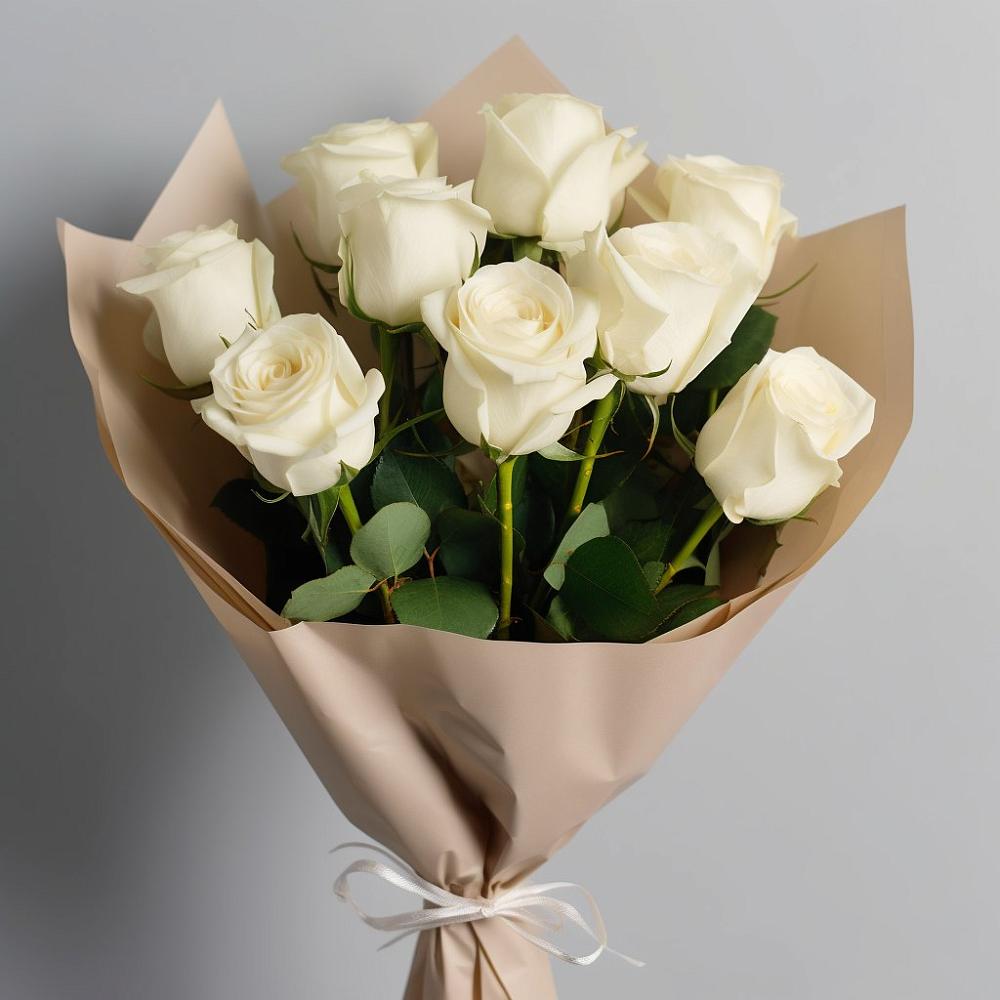 Букет 9 Белых роз Эдлесс Лав в Феодосии