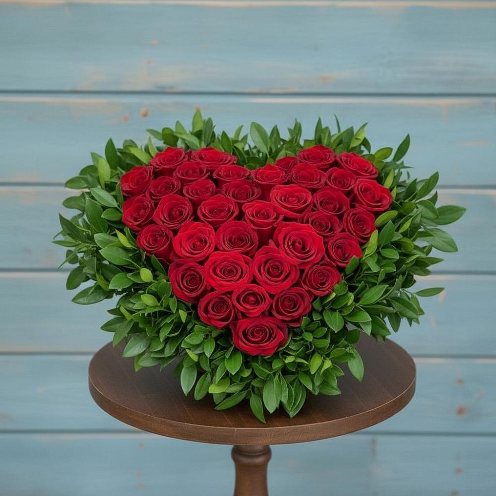 Цветочная композиция из Розы в виде сердца в Феодосии